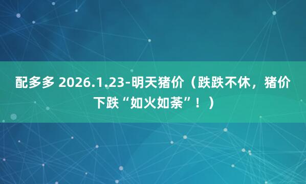 配多多 2026.1.23-明天猪价（跌跌不休，猪价下跌“如火如荼”！）